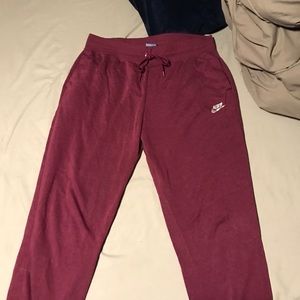 Maroon Nike Joggers Fleece Lining